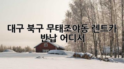 대구 북구 무태조야동 렌트카 반납, 어디서? 🚗💨